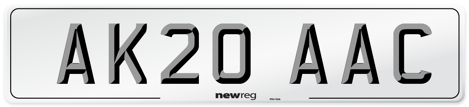 AK20 AAC Number Plate from New Reg